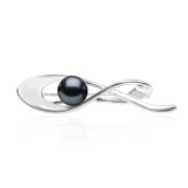 Brosa perla naturala neagra de argint DiAmanti SK18315BR-B-G